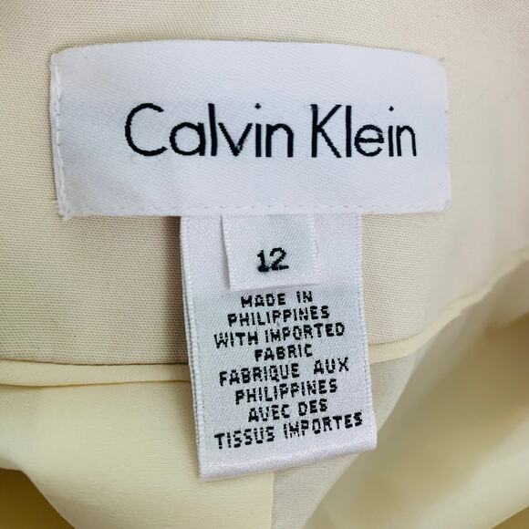 NEW Calvin Klein Size 12 Women's Cotton Blend Blazer jacket Beige Career - Picture 12 of 13